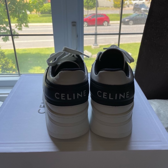 EMT 700 CELINE SNEAKERS WITH WEDGE OUTSOLE IN CALFSKIN OPTIC WHITE / BLACK - Picture 2 of 5